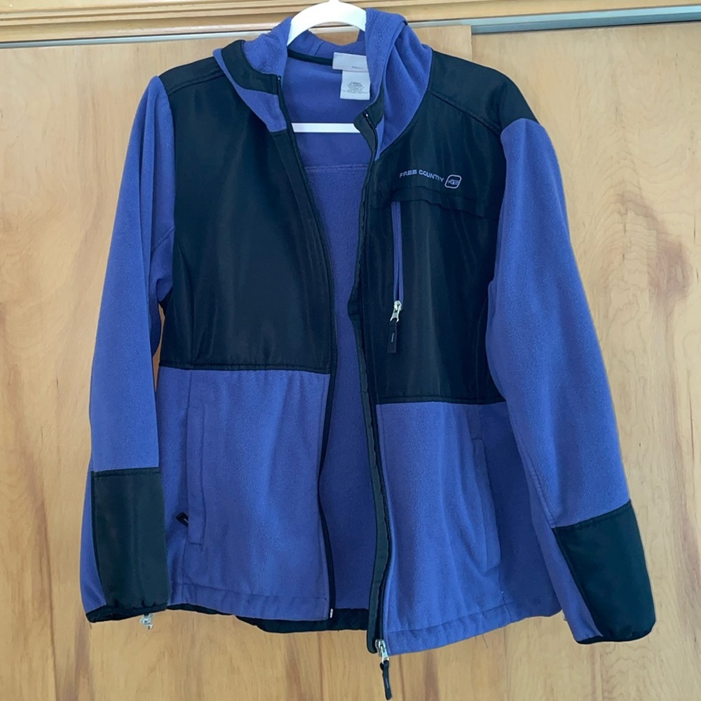 Free Country Purple and Black Fleece Jacket with Hood